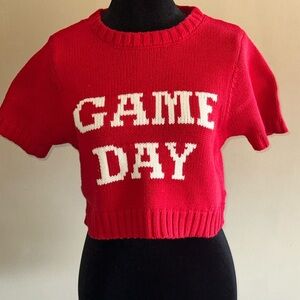 NEW day + moon Red 'Game Day' Knit Sweater Sz Small